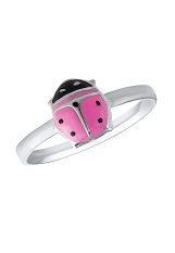 remarkable small silver enamel ladybug ring for babies and kids